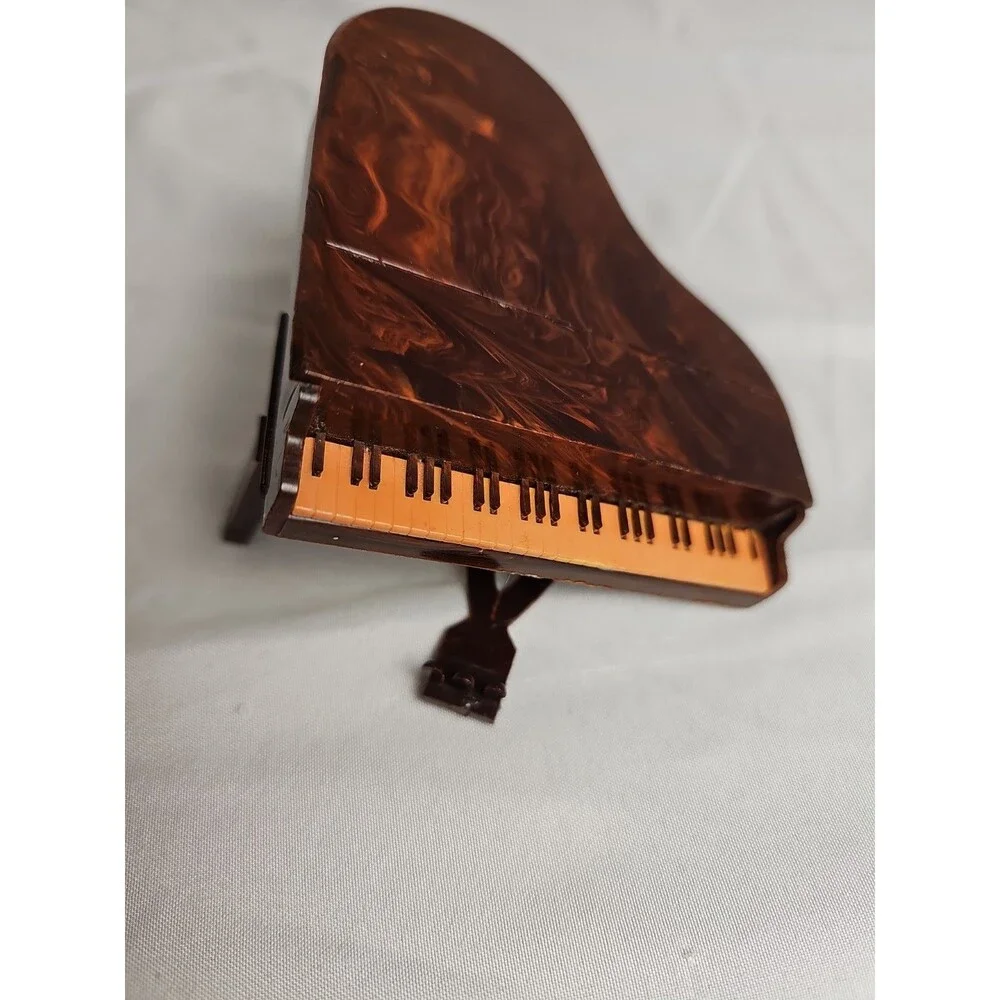 Vintage Renewal Dollhouse Grand Piano Brown Plastic Miniature 1:12 Damage/Parts